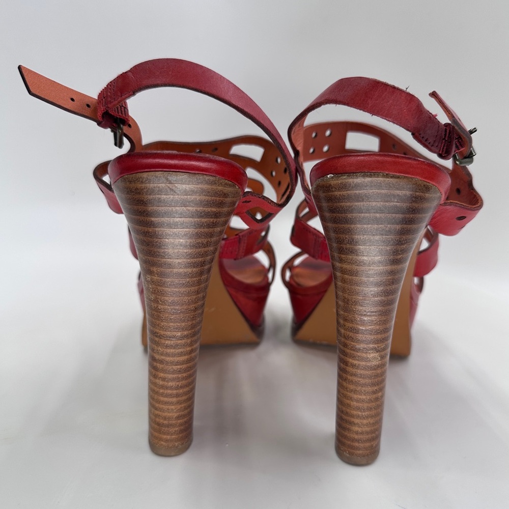 Via Spiga Gwena Strappy Leather Sandal Heels with Geometric Cutout size 8M - Picture 7 of 9